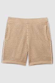 Reiss Soft Taupe Creek Cotton Blend Crochet Drawstring Shorts - Image 2 of 6