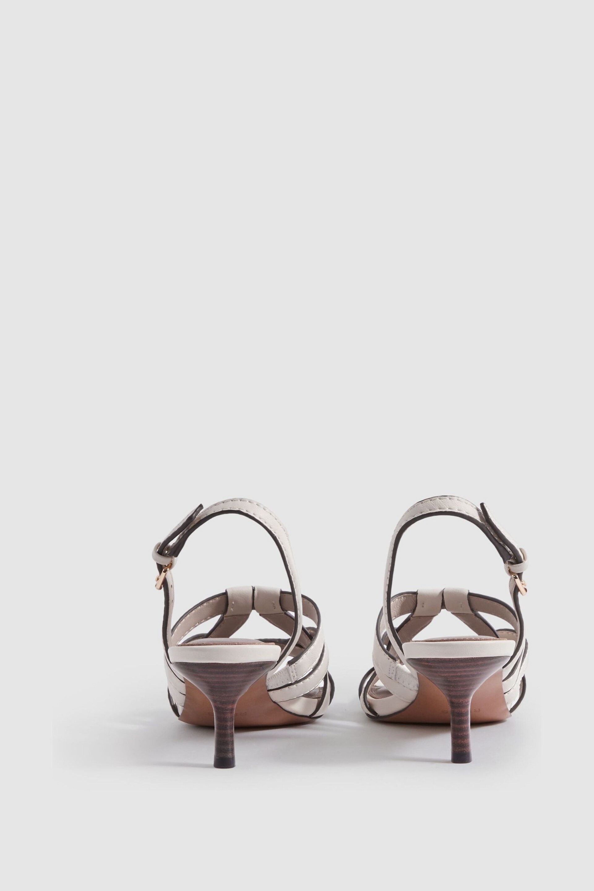 Reiss White Nina Leather Strappy Kitten Heels - Image 4 of 5