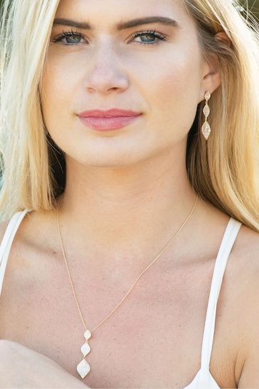 Ivory & Co Gold Rochelle Crystal Pave Triple Drop Earrings