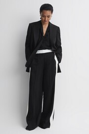 Reiss Black Arina Tie Neck Semi-Sheer Blouse - Image 5 of 5