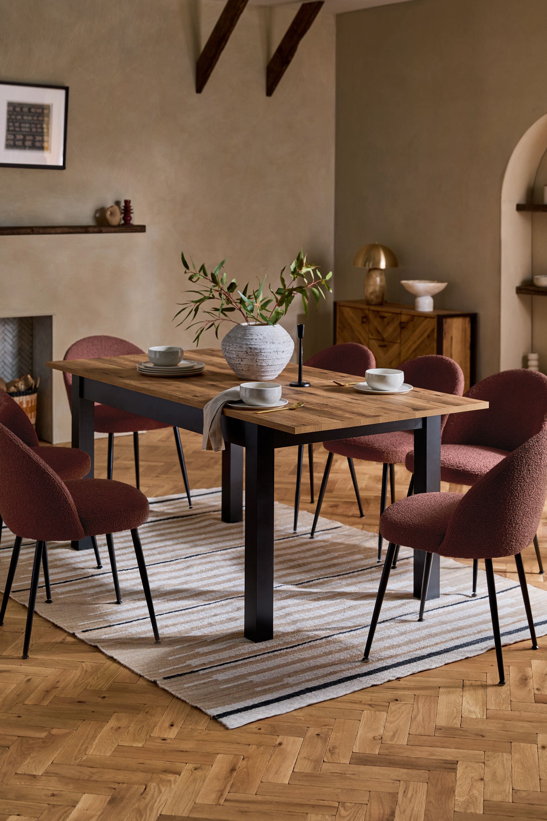 Buy Dark Bronx Oak Effect Rectangle 6 to 10 Seater Extending Dining Table from the Next UK online shop