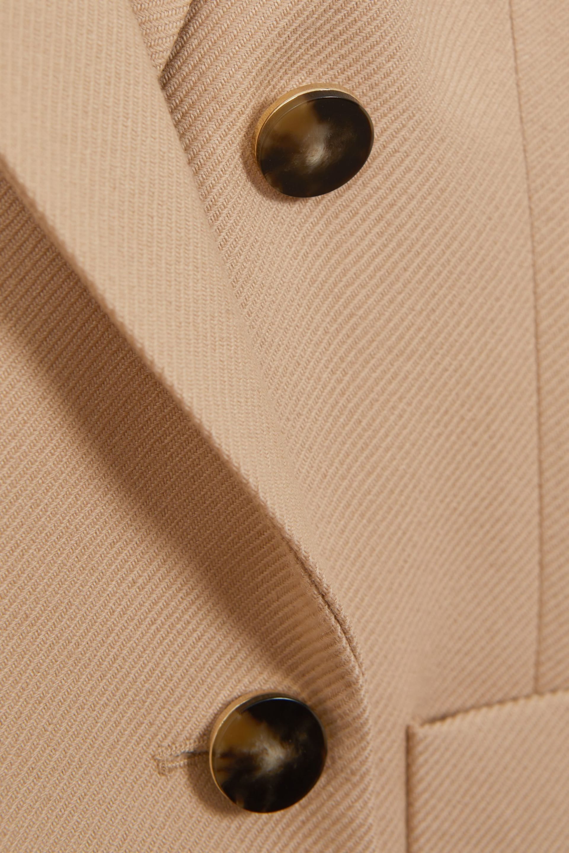 Reiss Light Camel Larsson Petite Double Breasted Twill Blazer - Image 7 of 7