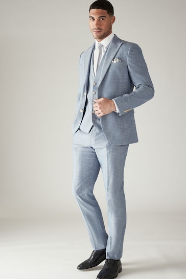 Blue Textured Suit Waistcoat