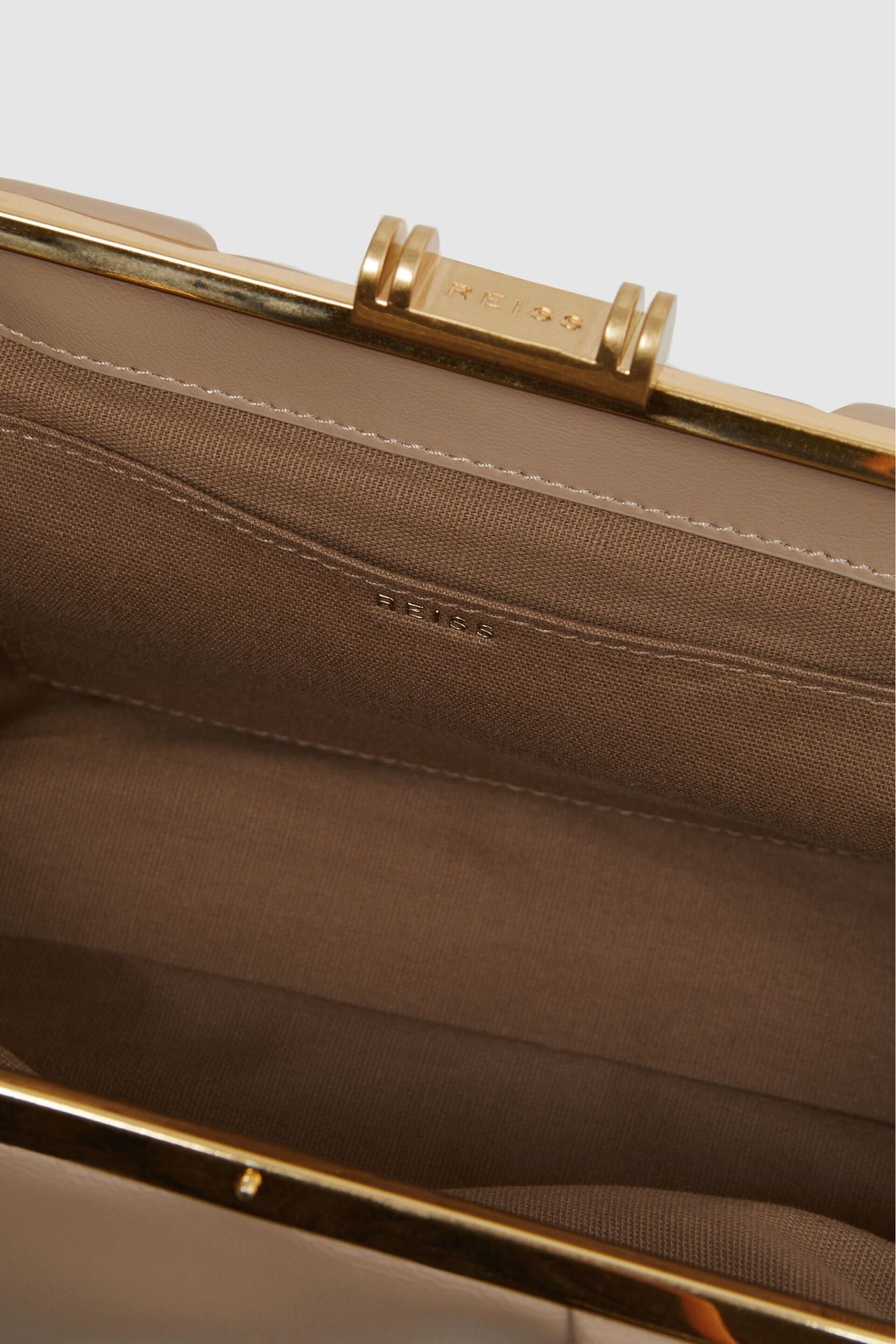 Reiss Taupe Madison Leather Clutch Bag - Image 3 of 5