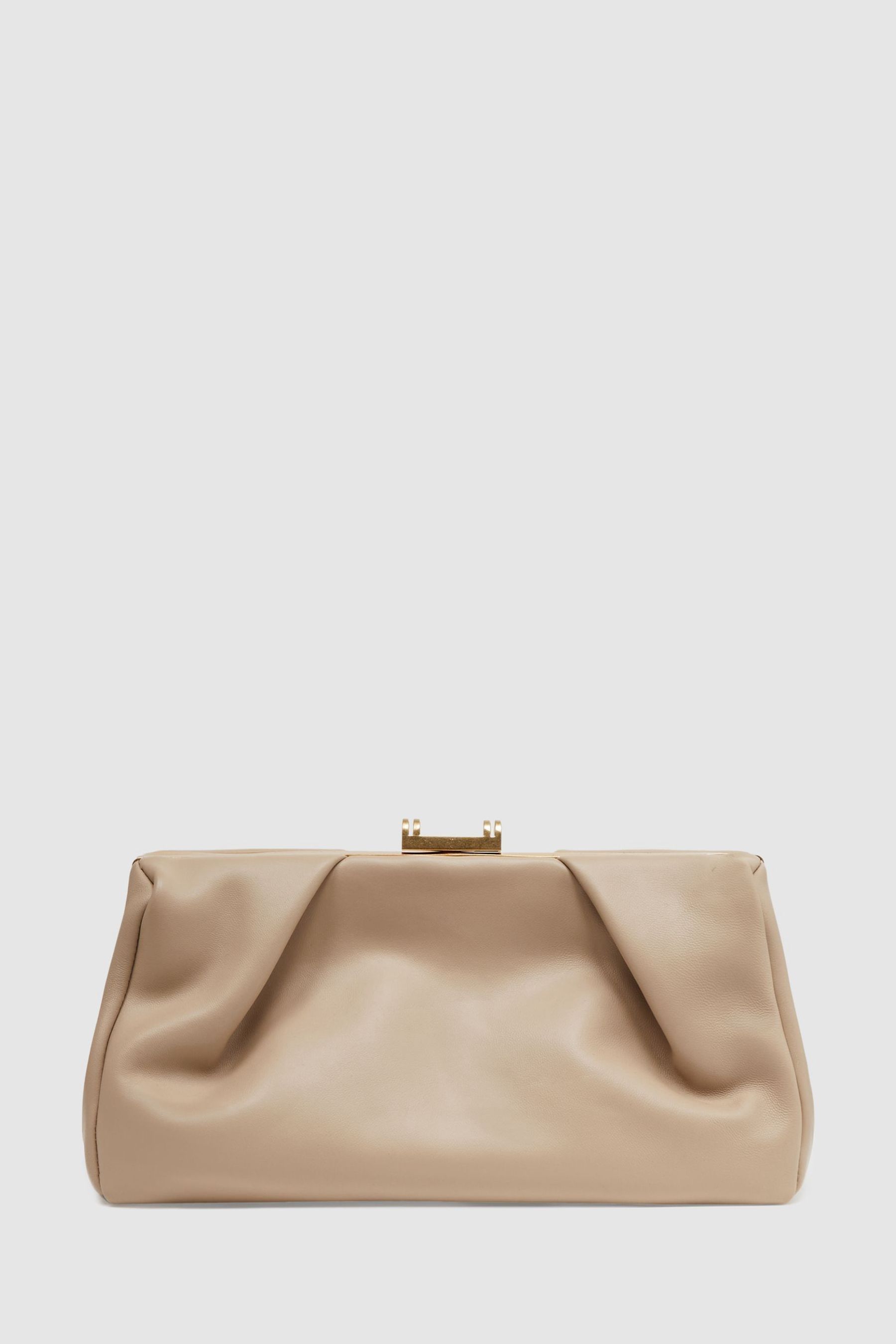Buy Reiss Taupe Madison Leather Clutch Bag from Next Luxembourg