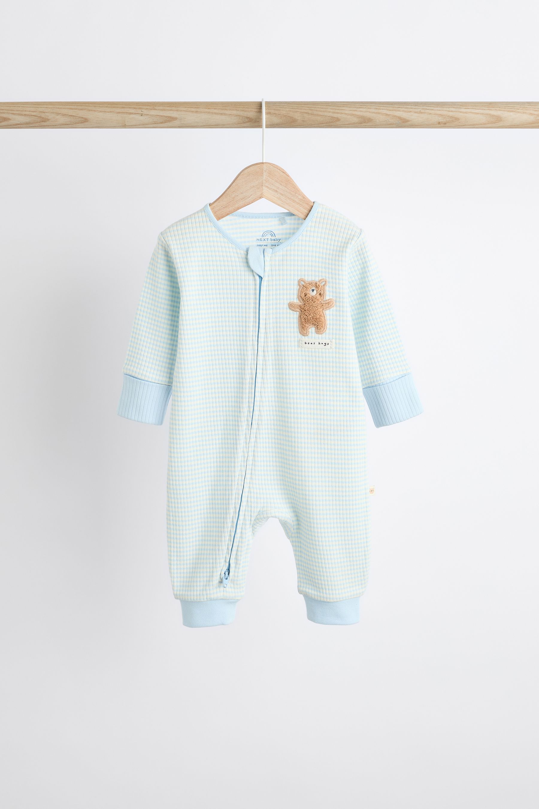 Blue Bear Baby Footless Zip 100 Cotton Sleepsuits 3 Pack 0 2yrs