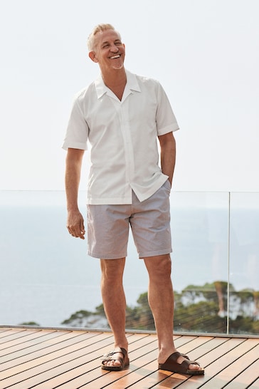 Navy/White Straight Fit Stretch Chinos Shorts 2 Pack