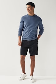 Navy/Light Blue Stripe Straight Fit Stretch Chinos Shorts 2 Pack - Image 5 of 7