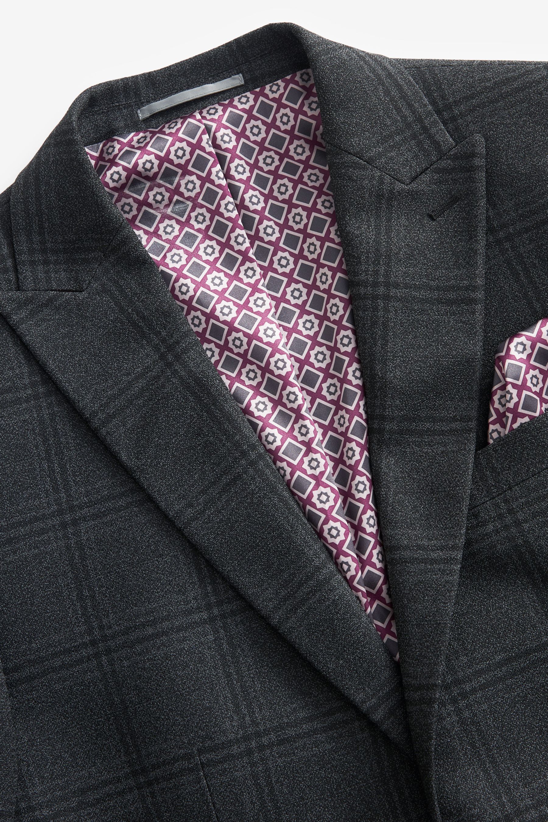 Grey checkered suit jacket top
