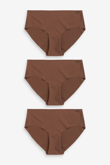 Under Armour Brown No Show Pure Stretch Hipster Knickers 3 Pack