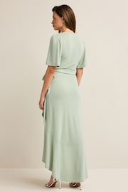 Sage Green Wrap Front Bridesmaid Maxi Dress - Image 4 of 7