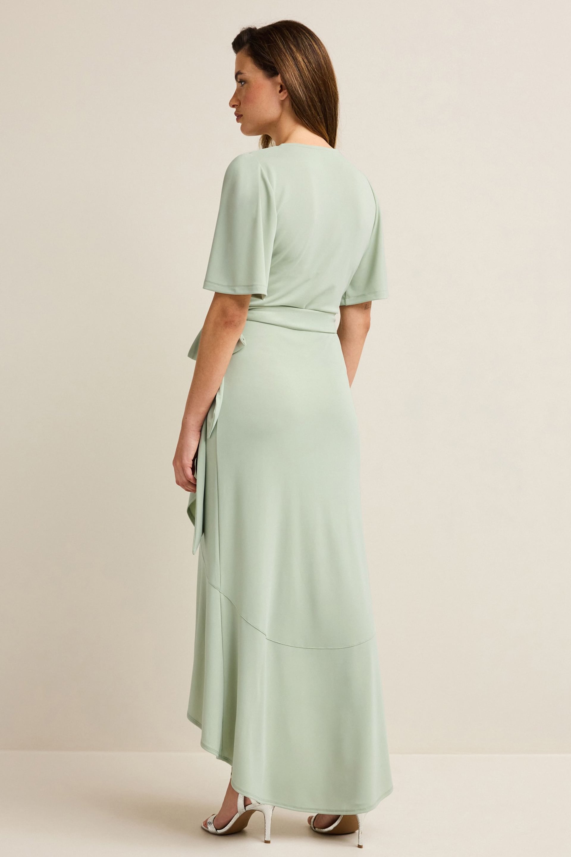 Sage Green Wrap Front Bridesmaid Maxi Dress - Image 4 of 7