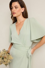 Sage Green Wrap Front Bridesmaid Maxi Dress - Image 5 of 7