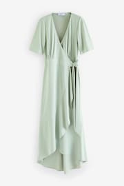 Sage Green Wrap Front Bridesmaid Maxi Dress - Image 6 of 7