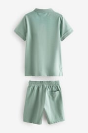 Mineral Green Zip Neck Polo Shirt And Shorts Set (3-16yrs) - Image 2 of 3