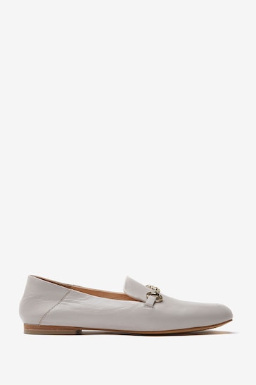 Mint Velvet Stone Cream Camille Leather Loafers