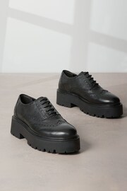Black Signature Leather Chunky Brogue Lace Up Shoes - Image 1 of 6