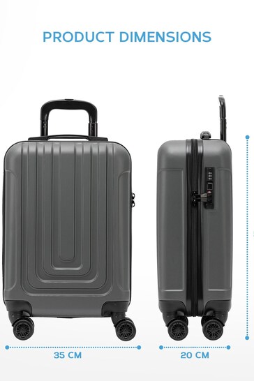 Flight Knight 55x35x20cm 8 Wheel ABS Hard Case Cabin Carry On Hand Black Luggage