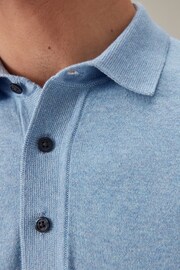 Light Blue Regular Fit Knitted Polo Shirt - Image 5 of 8