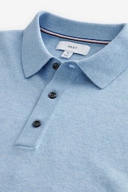 Light Blue Regular Fit Knitted Polo Shirt - Image 7 of 8