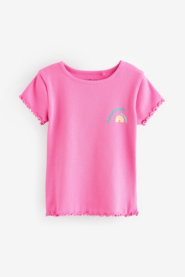 Pink Rib Short Sleeve T-Shirts 5 Pack (3mths-7yrs)