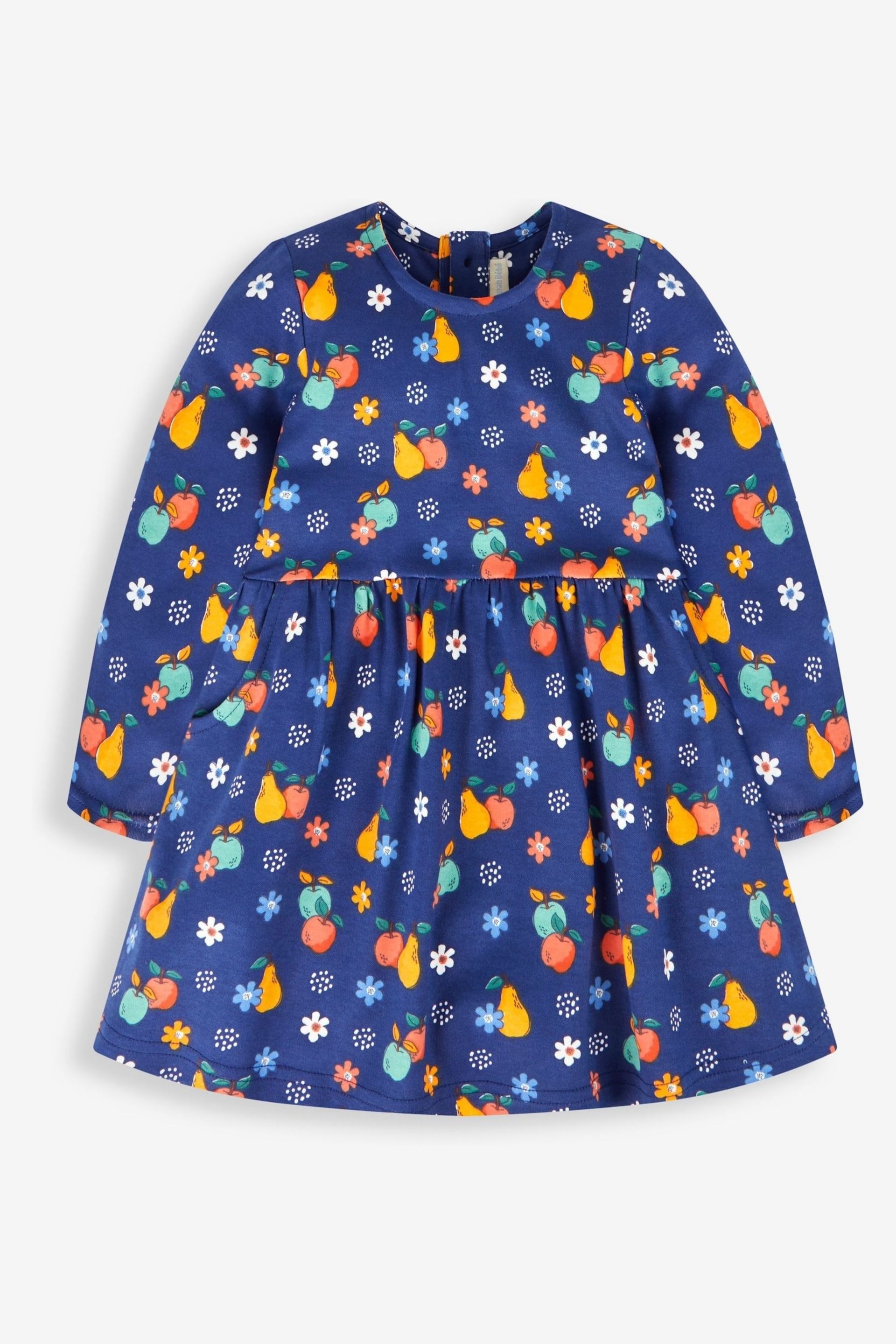 JoJo Maman Bébé Navy Girls' Fruit & Flower Dress - Image 1 of 2