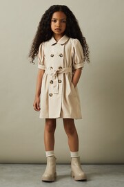 Reiss Camel Naomi Junior Puff Sleeve Belted Dress - Image 1 of 6