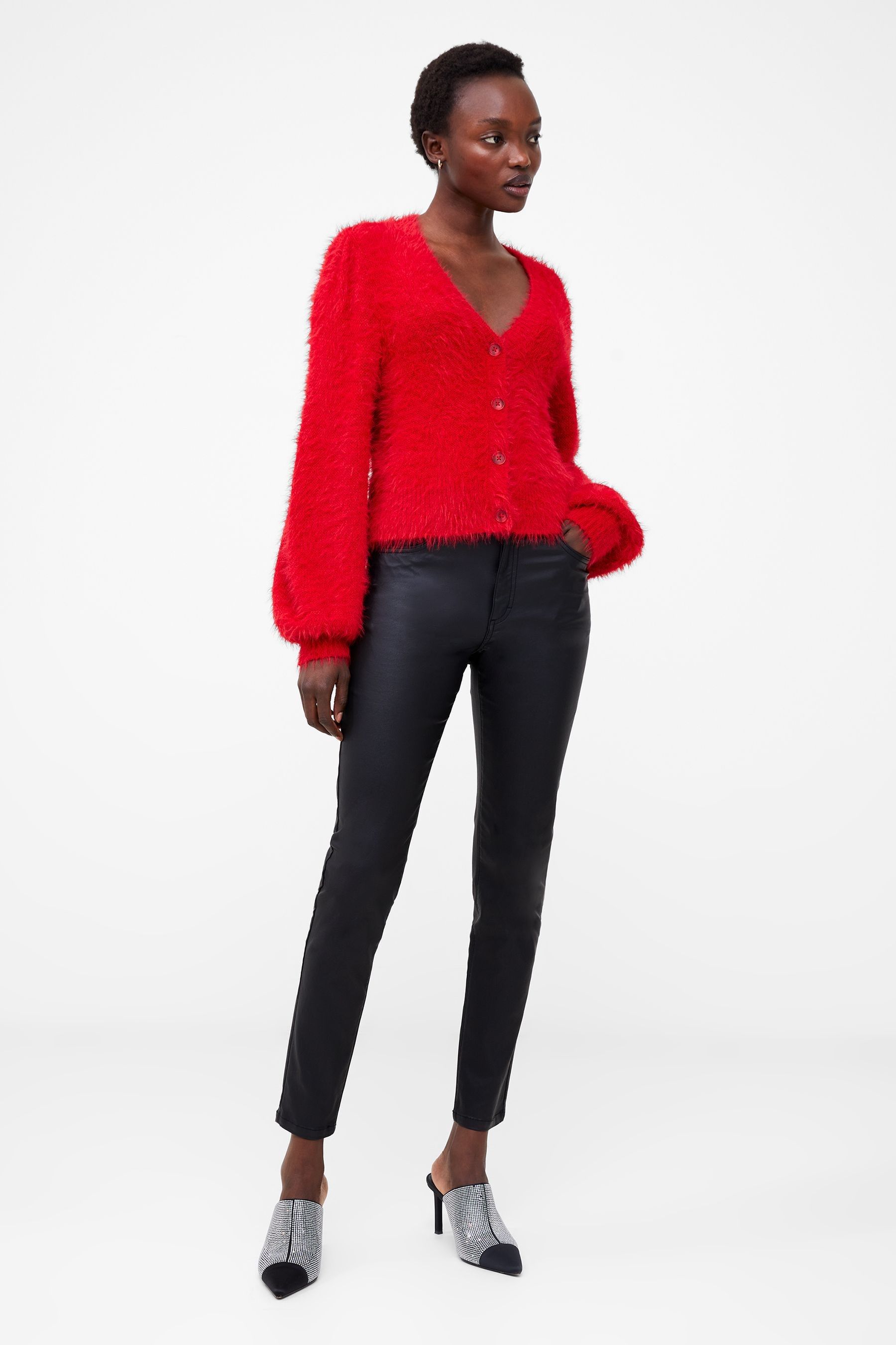 Buy French Connection Red Meena Fluffy Cardigan from the Next UK