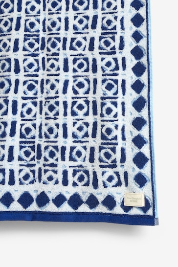 Nina Campbell Blue Batik Jacquard Towel