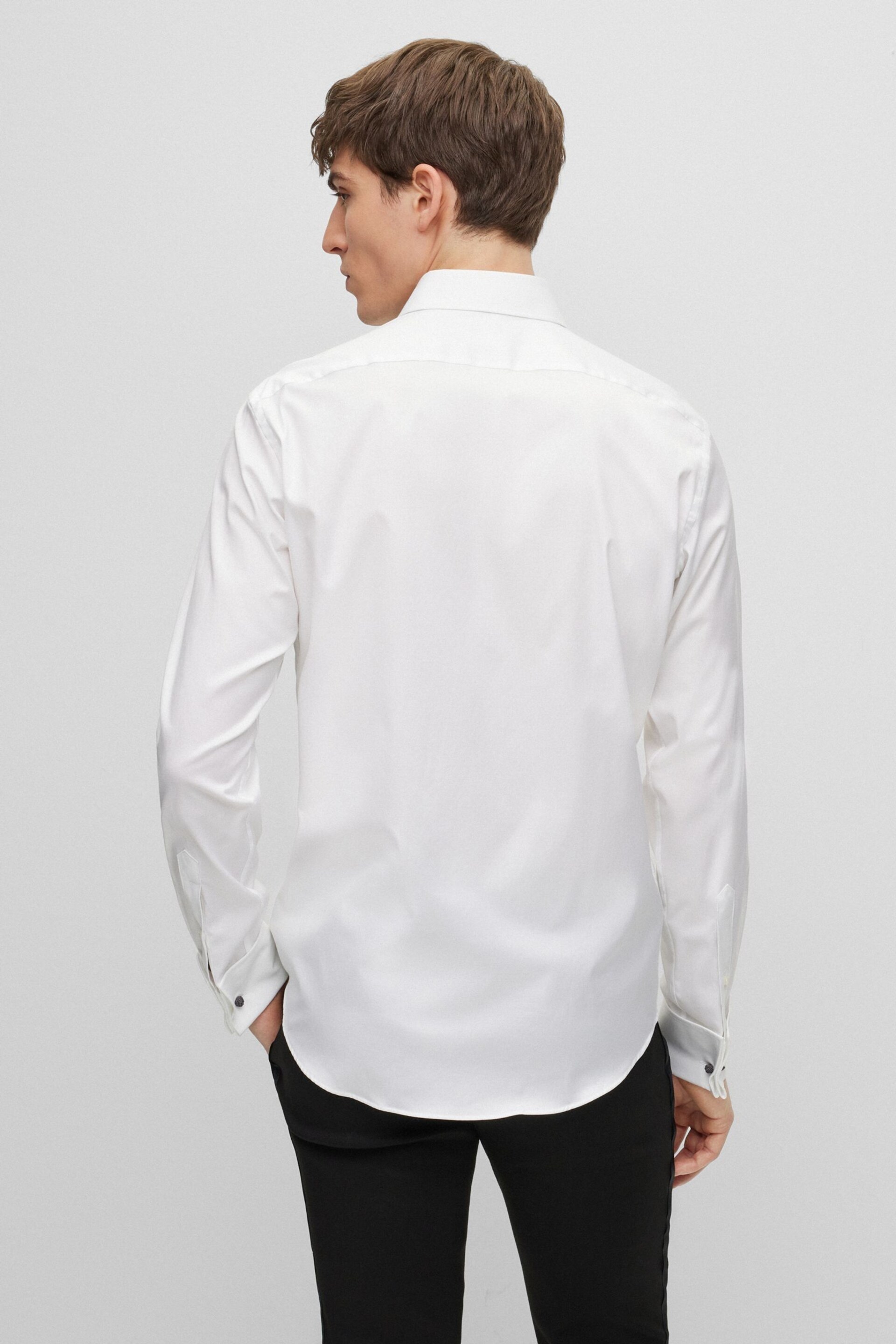 BOSS White Regular Fit Double Cuff Long Sleeve Shirt - Image 2 of 6
