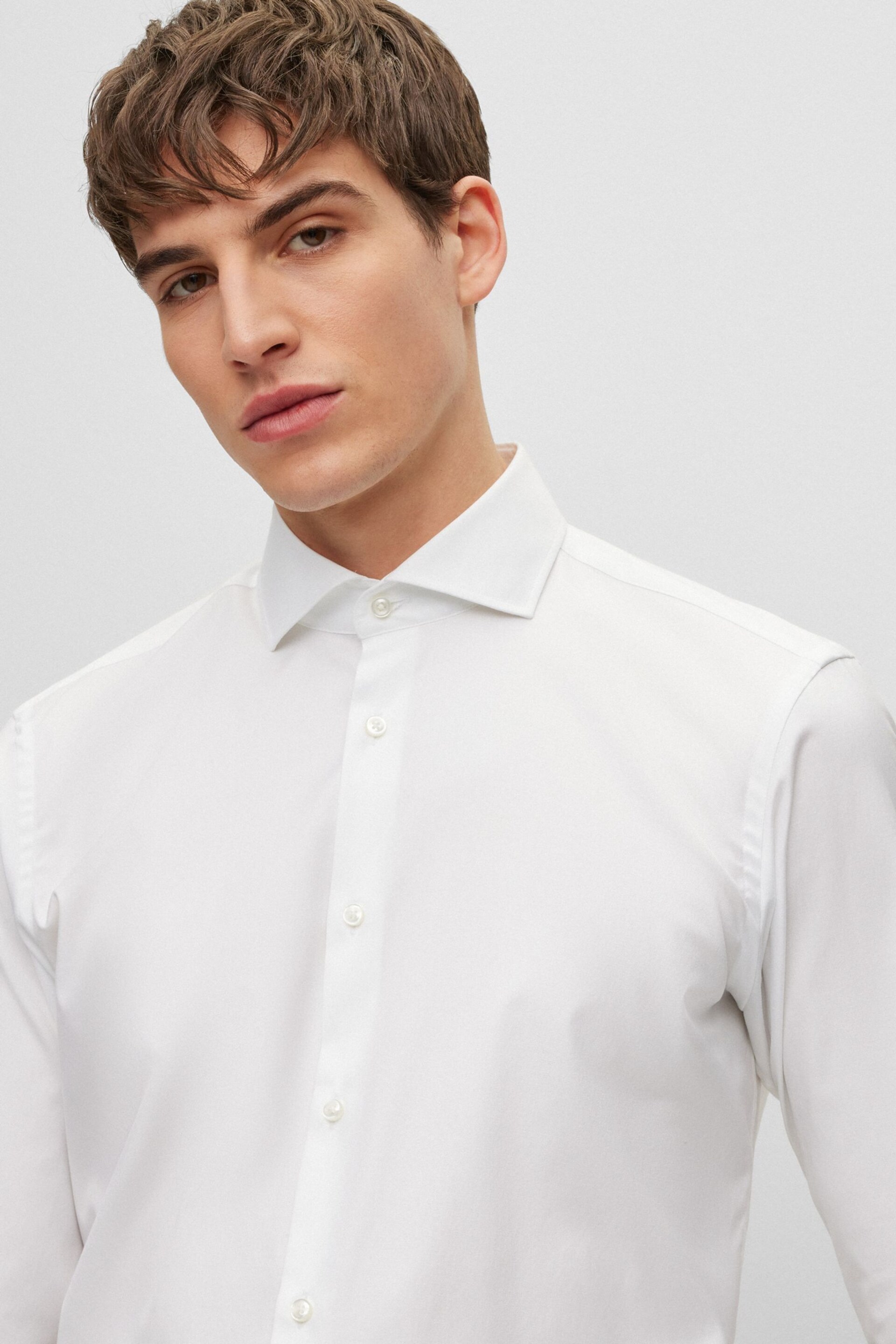 BOSS White Regular Fit Double Cuff Long Sleeve Shirt - Image 4 of 6