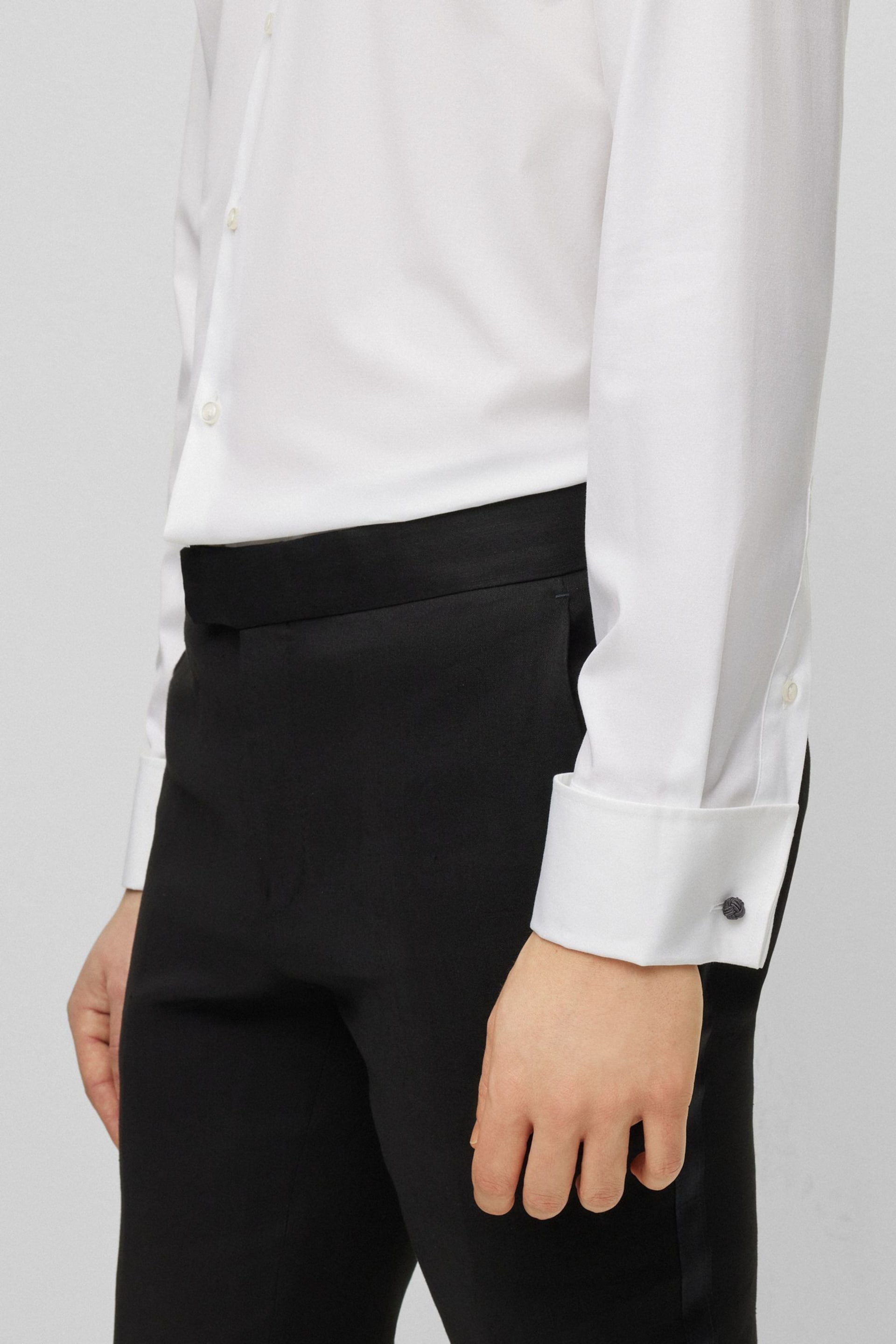 BOSS White Regular Fit Double Cuff Long Sleeve Shirt - Image 5 of 6