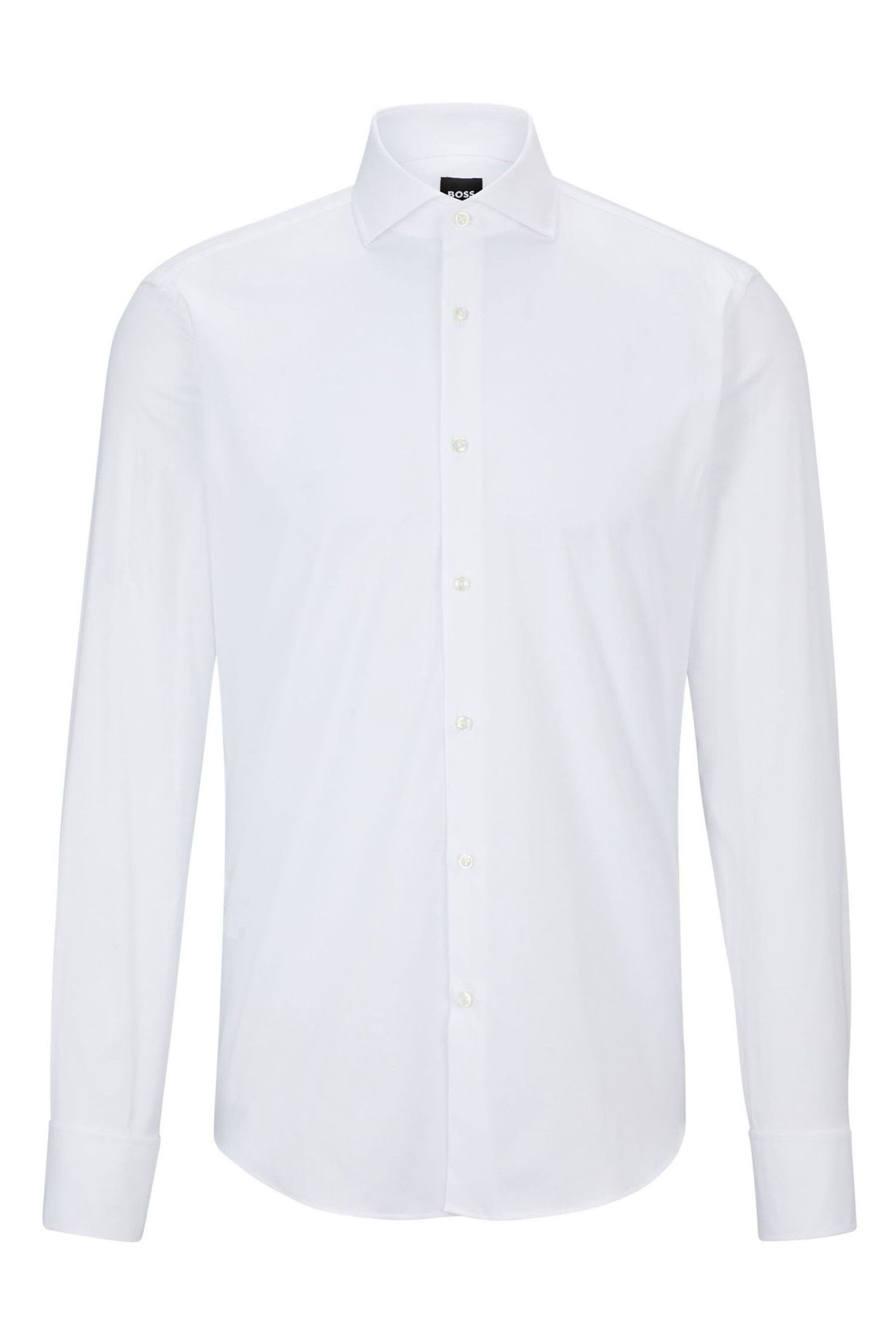 BOSS White Regular Fit Double Cuff Long Sleeve Shirt - Image 6 of 6