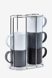 Set of 6 Monochrome Bronx Stacking Mugs - Image 4 of 4