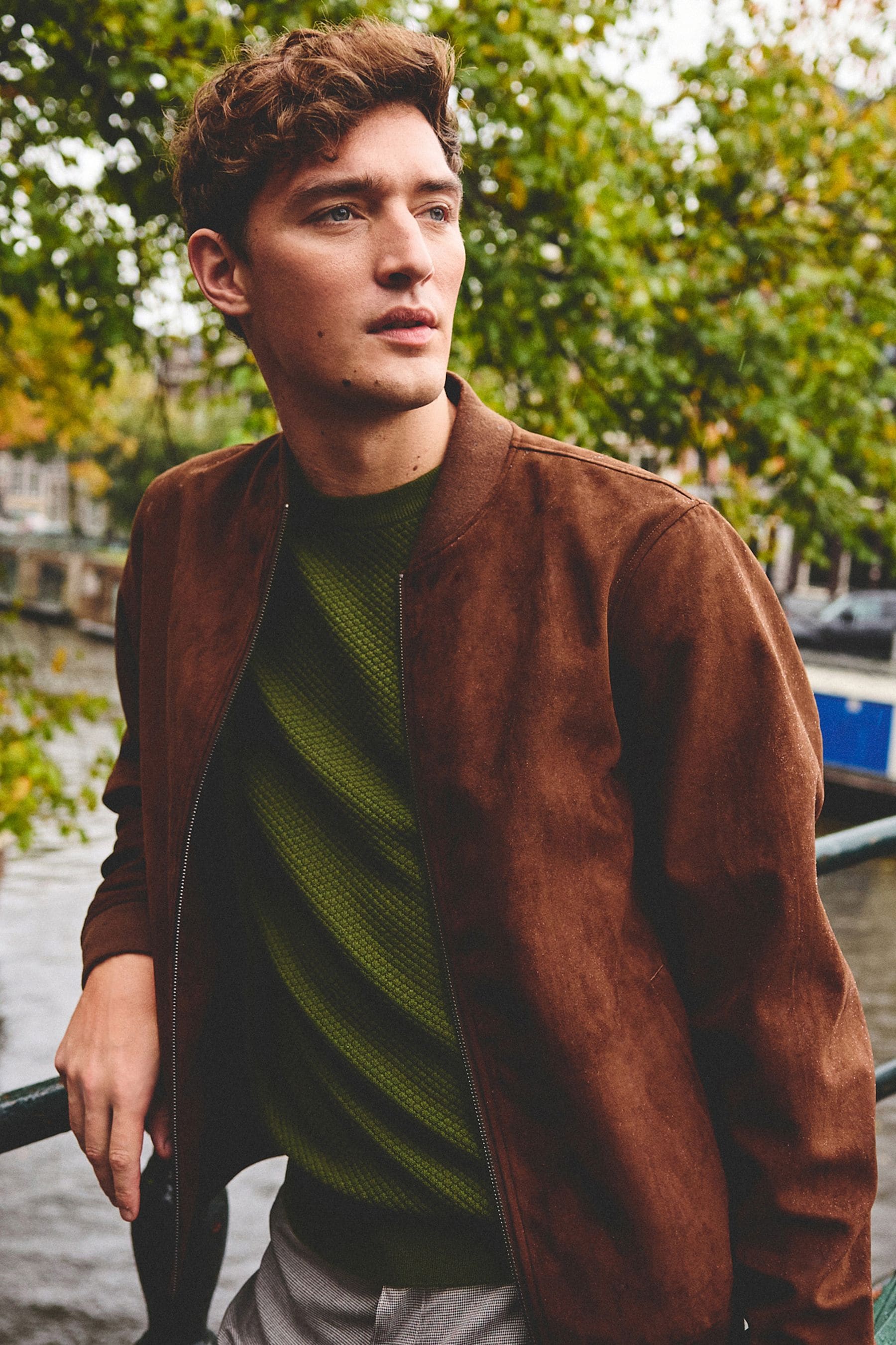Faux suede bomber jacket mens discount