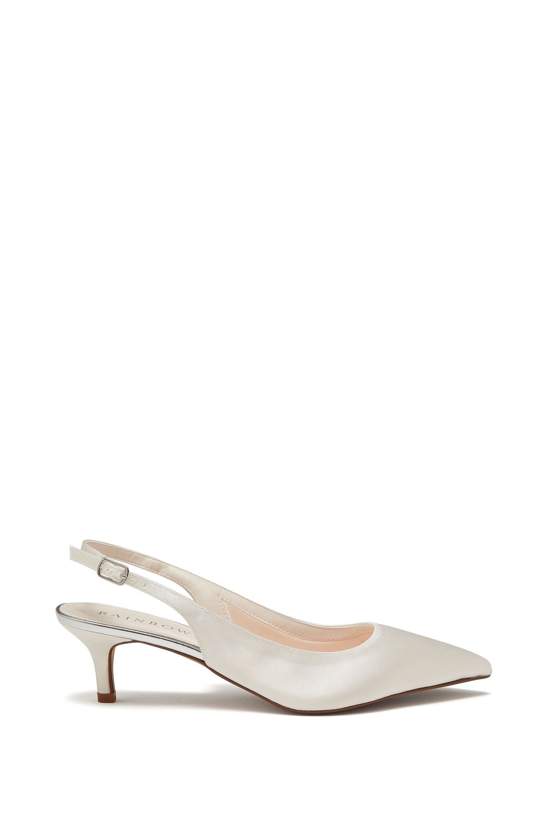 Rainbow Club Natural Joni Ivory Wedding Satin Slingback Shoes - Image 2 of 5