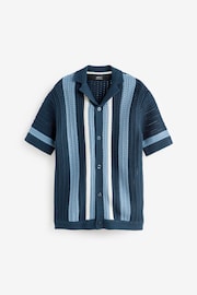Blue Crochet Stripe Short Sleeved Polo Shirt (3-16yrs) - Image 1 of 7