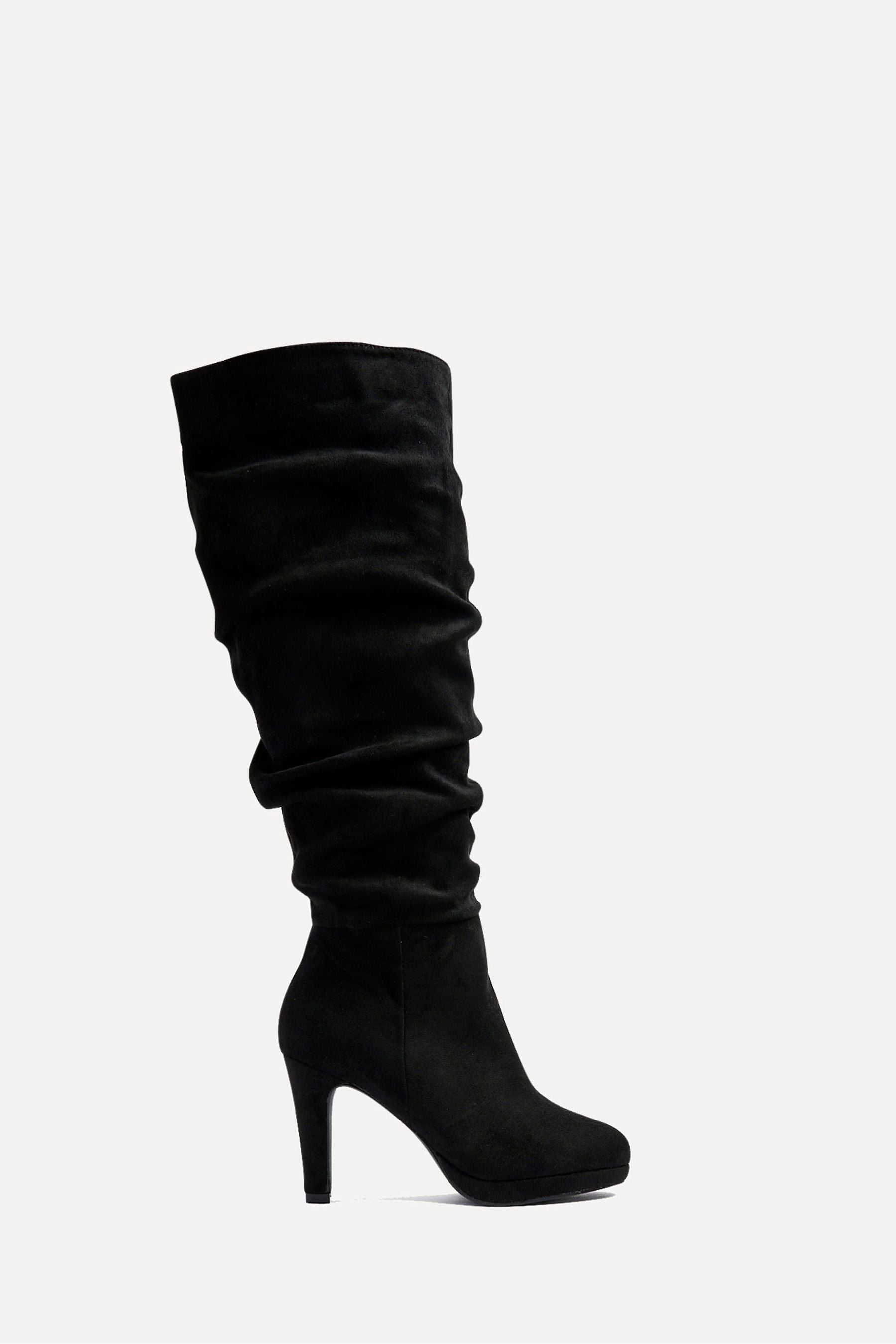Linzi Black Gianna Platform High Leg Boot With Stiletto Heels