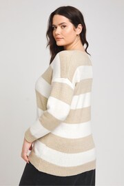 Simply Be Natural Stripe V-Neck Longline Jumper - Image 2 of 3