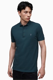 AllSaints Blue Reform Polo Shirt - Image 1 of 6