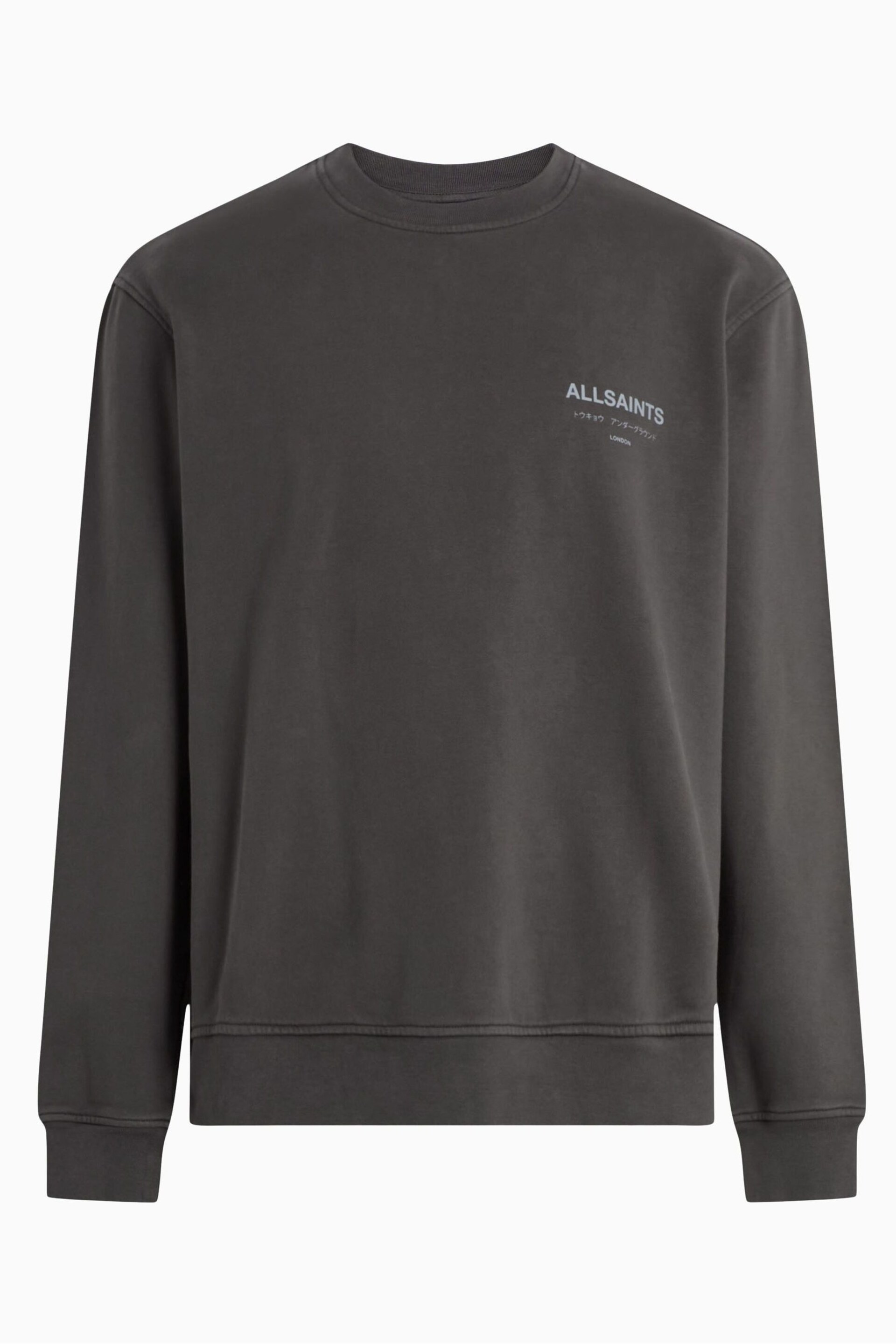 AllSaints Grey Underground Crew Jumper Sweatshirt - Image 7 of 7