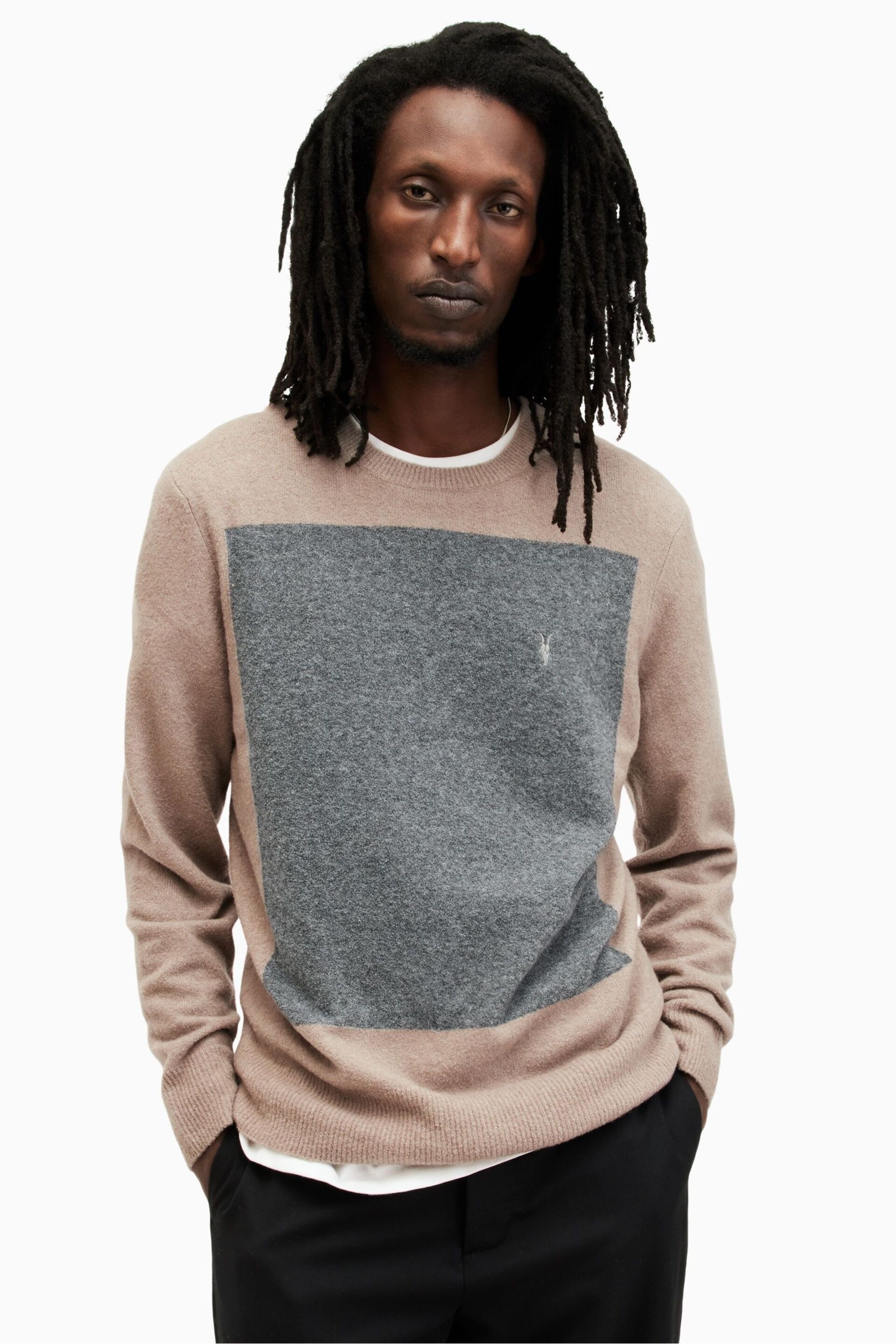 AllSaints Natural Lobke Knit Crew Sweater - Image 1 of 4