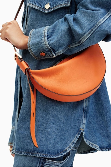 AllSaints Orange Half Moon Cross-Body Bag