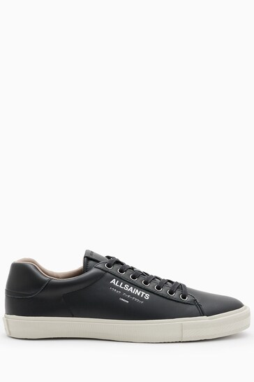 AllSaints Black Underground Leather Low Top Trainers