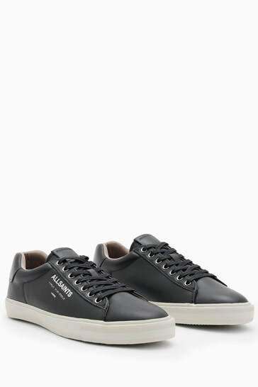 AllSaints Black Underground Leather Low Top Trainers