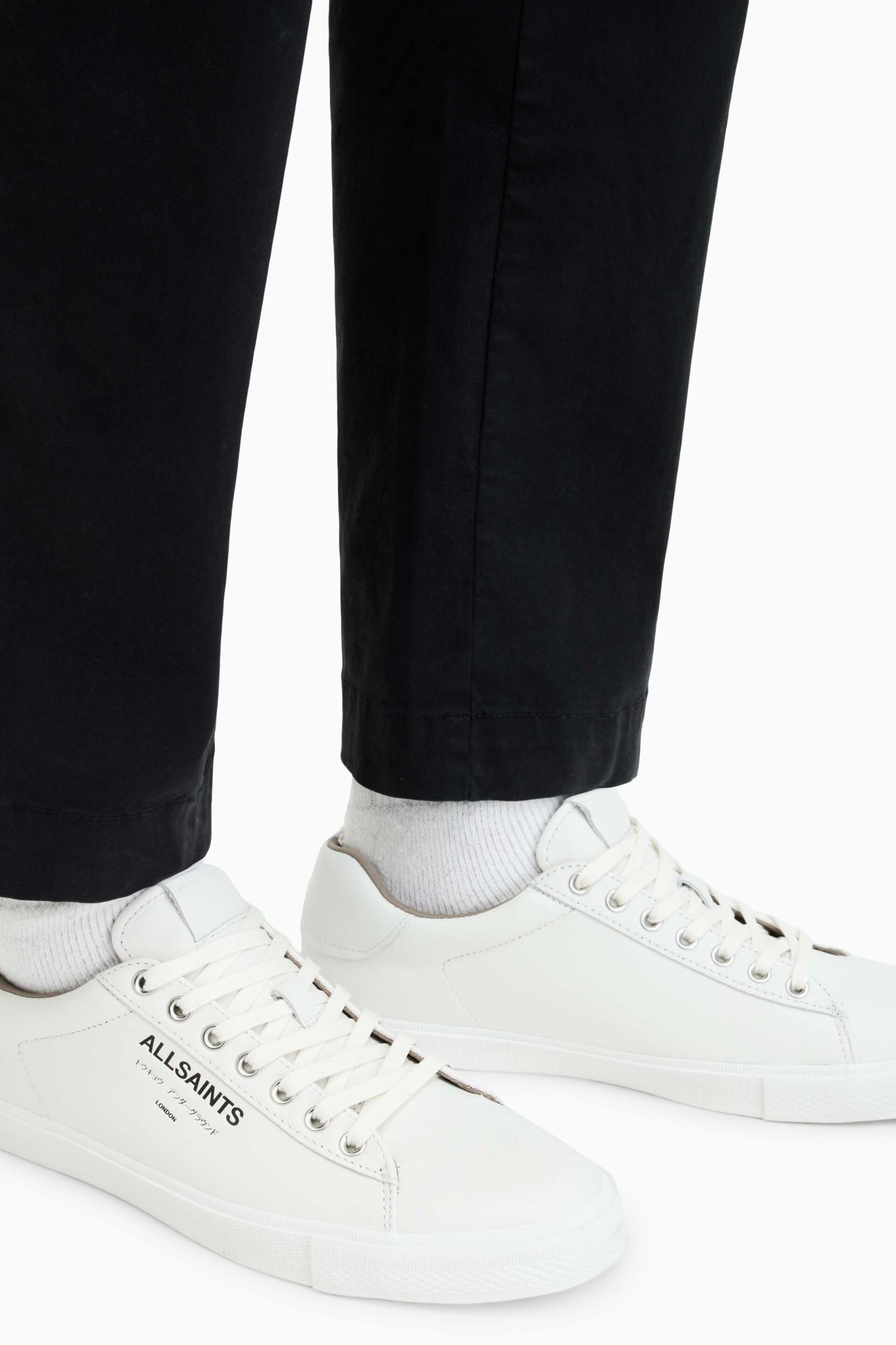 AllSaints White Underground Leather Low Top Trainers - Image 7 of 7