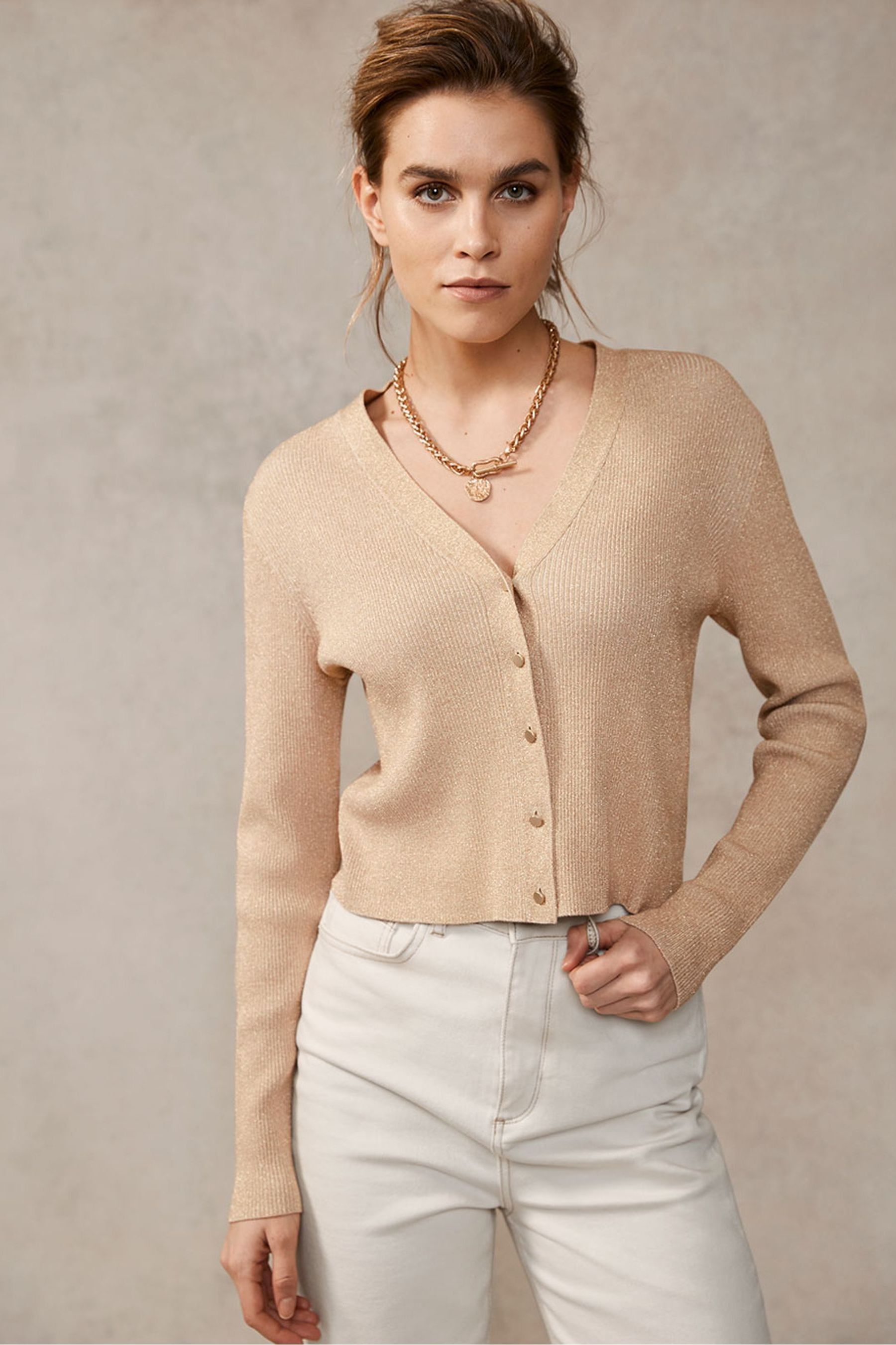 Gold velvet cardigan cheap