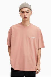 AllSaints Pink Underground Crew T-Shirt - Image 1 of 6