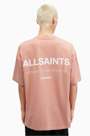 AllSaints Pink Underground Crew T-Shirt - Image 2 of 6