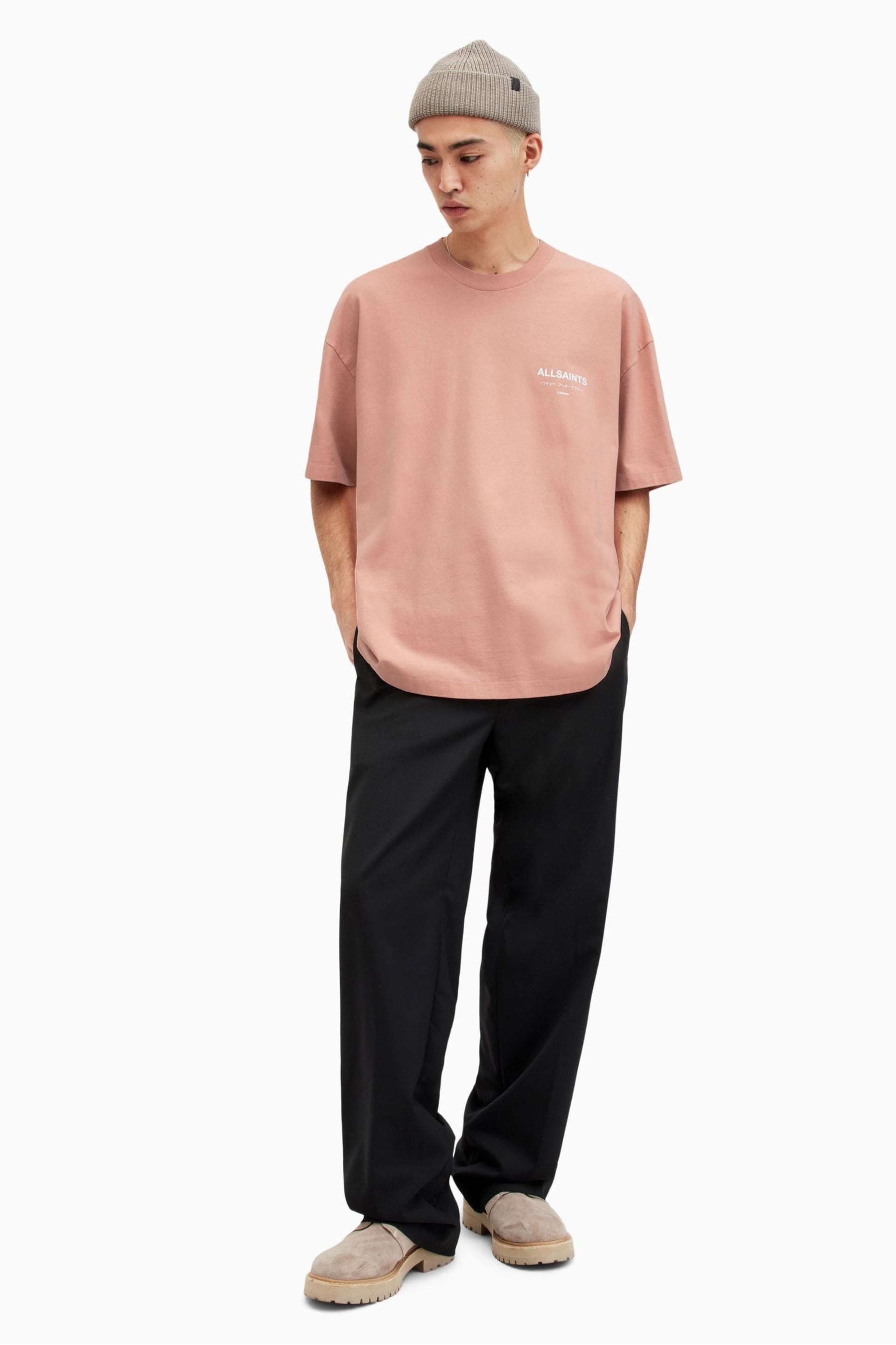 AllSaints Pink Underground Crew T-Shirt - Image 3 of 6